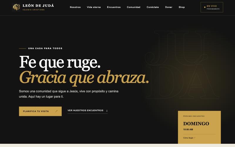 Página de inicio del sitio web de la Iglesia León de Judá